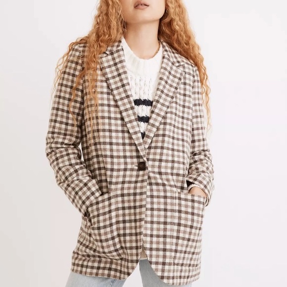 Madewell Larsen Blazer in Undyed Check - Picture 2 of 8